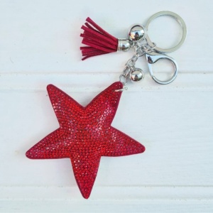 Sparkly Star Keyring - Red